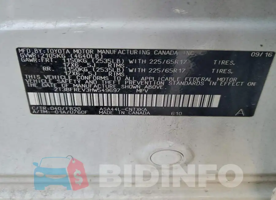 2T3BFREV3HW549697 Photo# 13