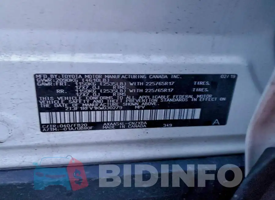 2T3F1RFV1KW030279 Photo# 14
