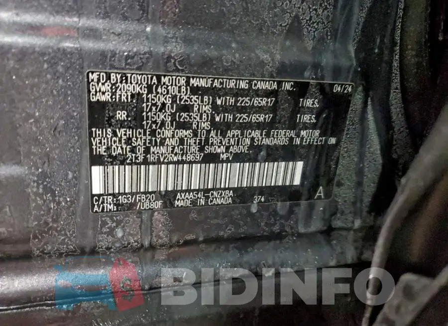2T3F1RFV2RW448697 Photo# 12