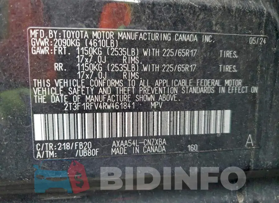 2T3F1RFV4RW461841 Photo# 13