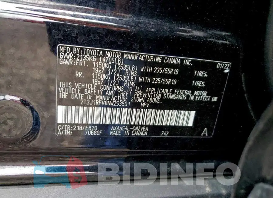 2T3J1RFV8NW253501 Photo# 14