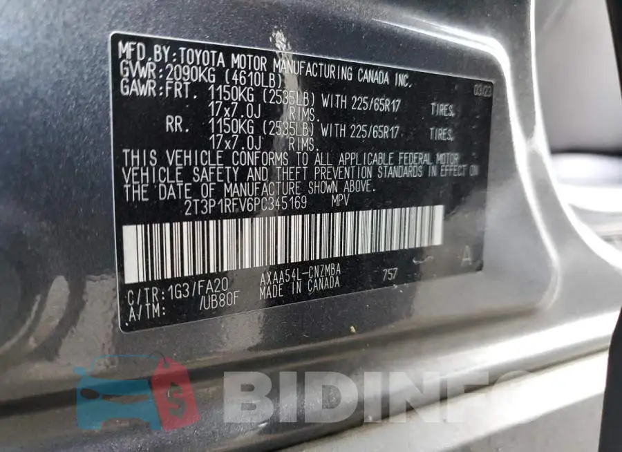 2T3P1RFV6PC345169 Photo# 14