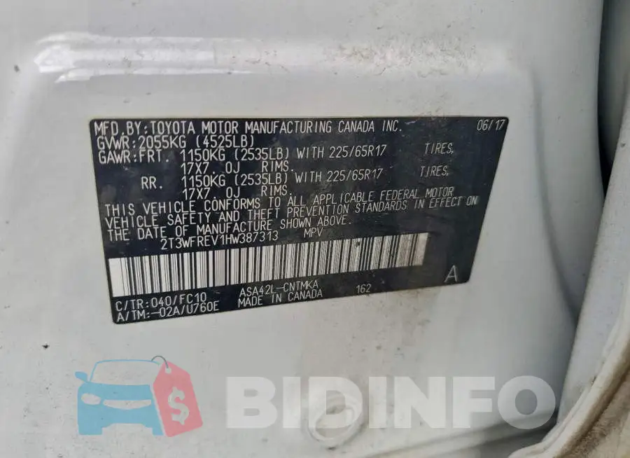 2T3WFREV1HW387313 Photo# 13