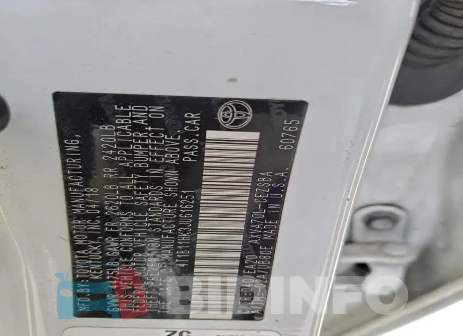 4T1B11HK3JU616251 Photo# 12