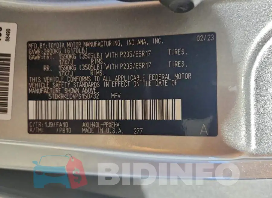 5TDKRKEC4PS150732 Photo# 13