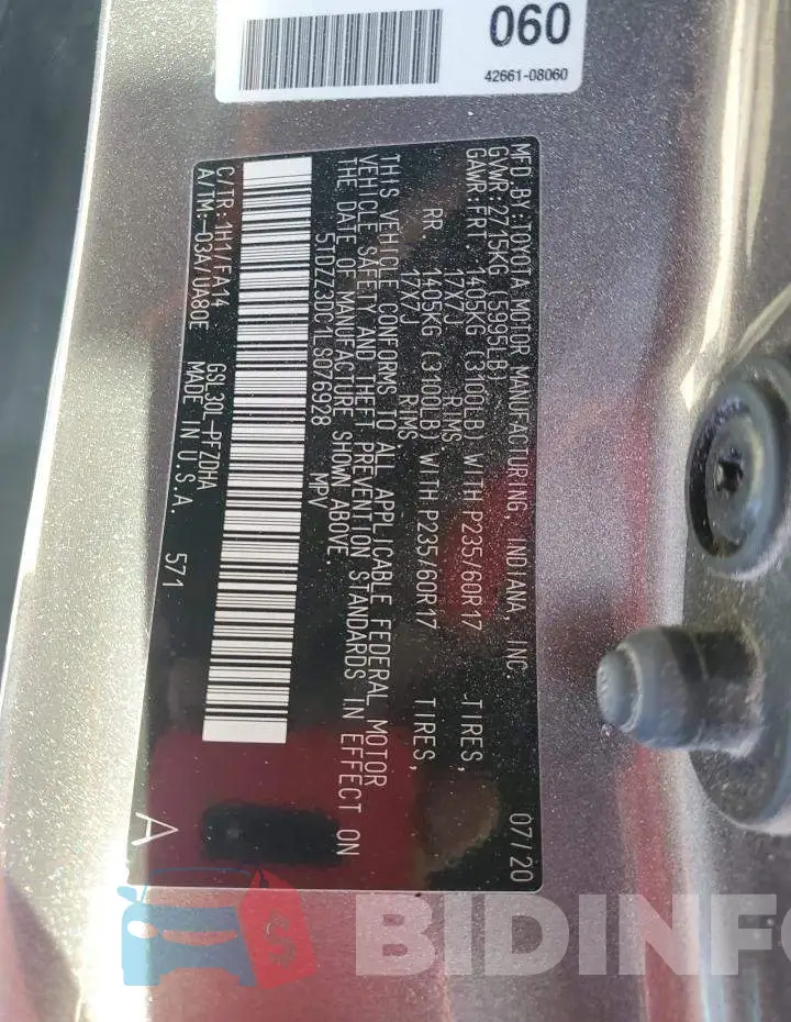 5TDZZ3DC1LS076928 Photo# 13