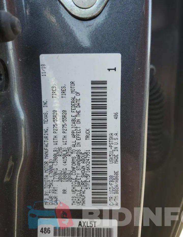 5TFEY5F16KX247951 Photo# 12