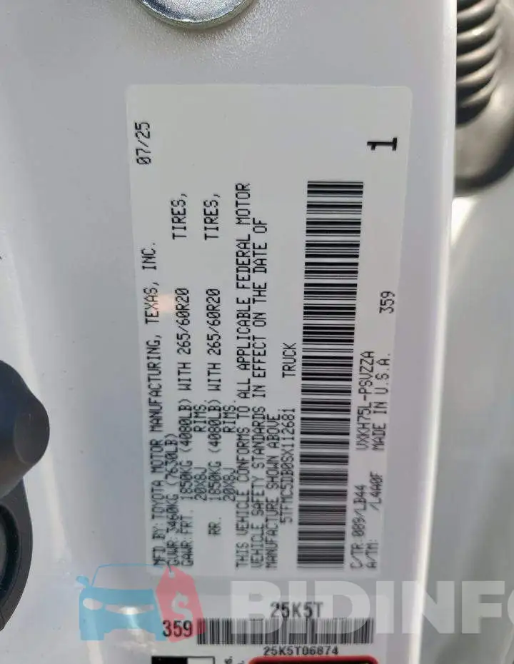 5TFMC5DB0SX112681 Photo# 13