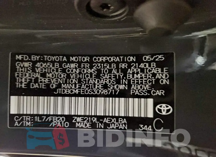 JTDBCMFE0S3098717 Photo# 12