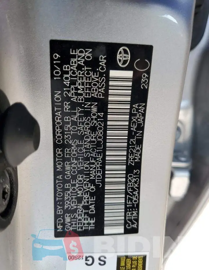 JTDEPRAE1LJ080214 Photo# 12