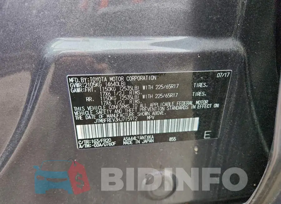 JTMBFREV3HJ715912 Photo# 13