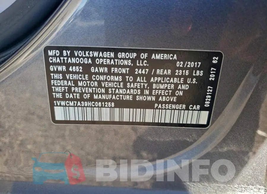 1VWCM7A39HC061258 Photo# 13
