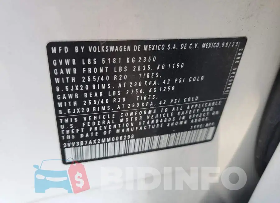 3VV3B7AX2MM006298 Photo# 12