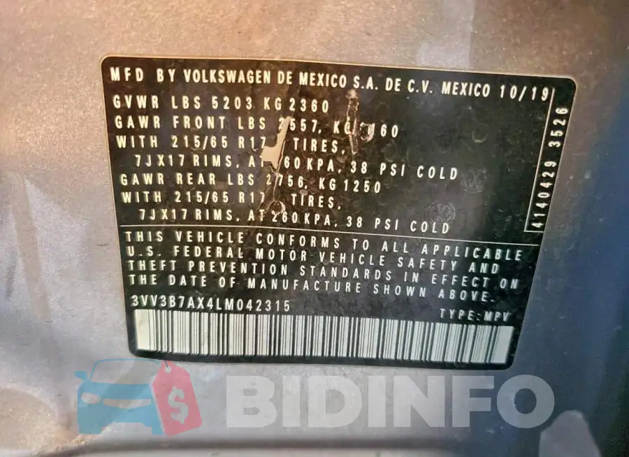 3VV3B7AX4LM042315 Photo# 12