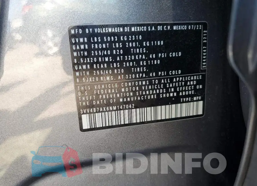 3VV4B7AX6NM147042 Photo# 13