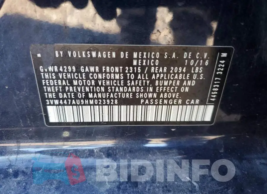 3VW447AU9HM023928 Photo# 12