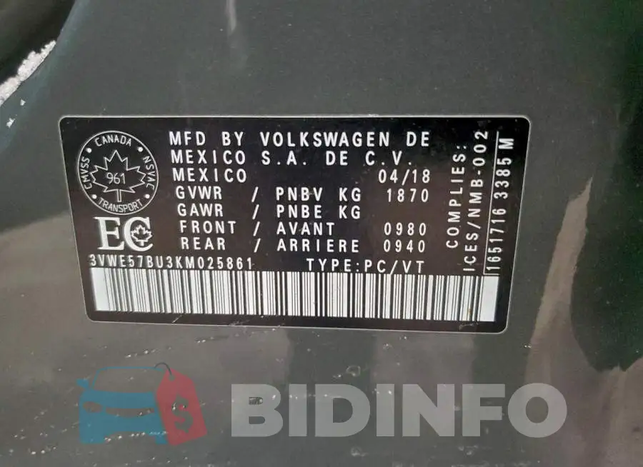 3VWE57BU3KM025861 Photo# 13