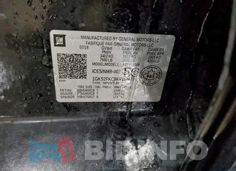 1GKS2FKC9KR117477 Photo# 13