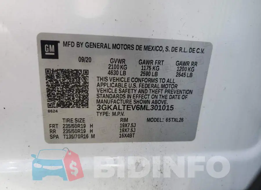 3GKALTEV6ML301015 Photo# 13