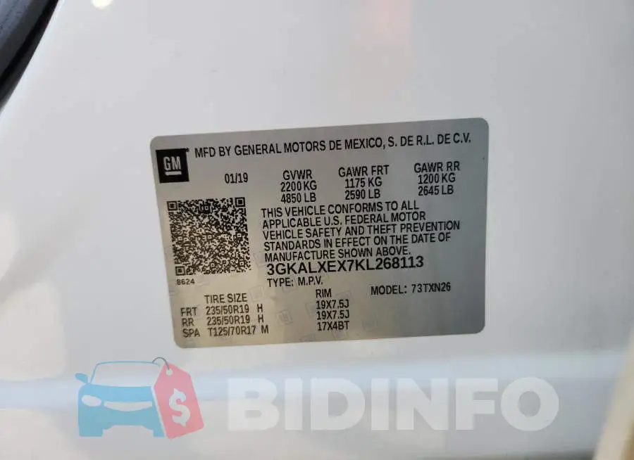 3GKALXEX7KL268113 Photo# 13