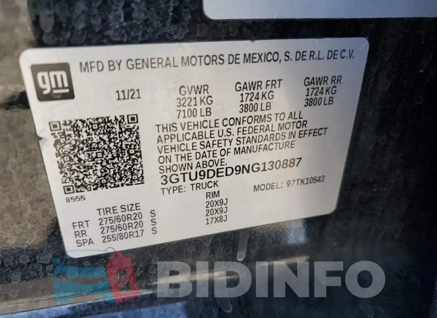 3GTU9DED9NG130887 Photo# 12