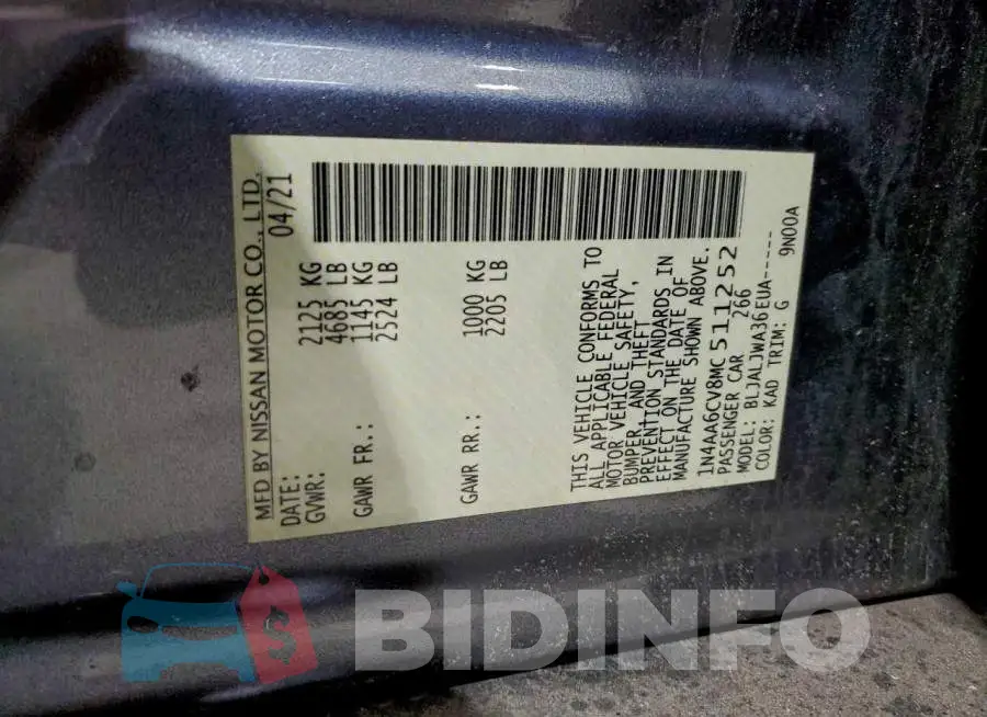 1N4AA6CV8MC511252 Photo# 13