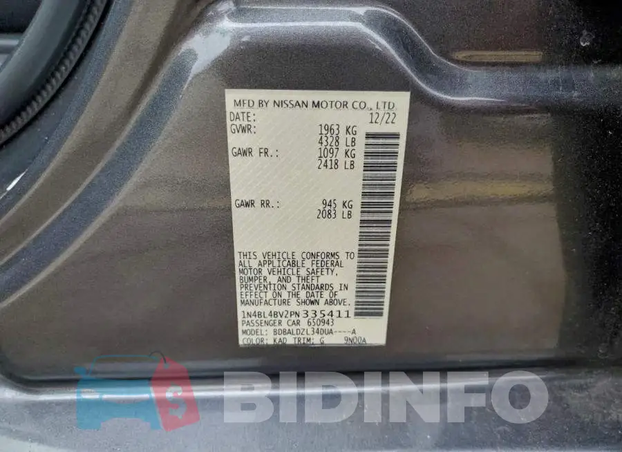 1N4BL4BV2PN335411 Photo# 13