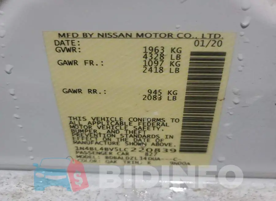 1N4BL4BV5LC220839 Photo# 13