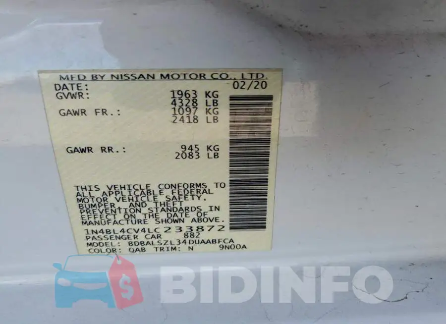 1N4BL4CV4LC233872 Photo# 12