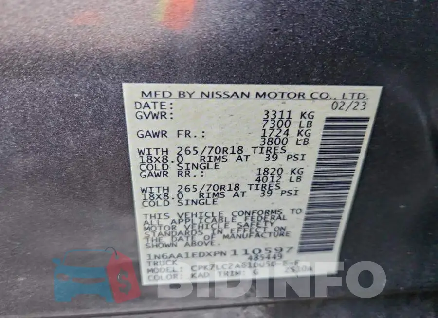 1N6AA1EDXPN110597 Photo# 13