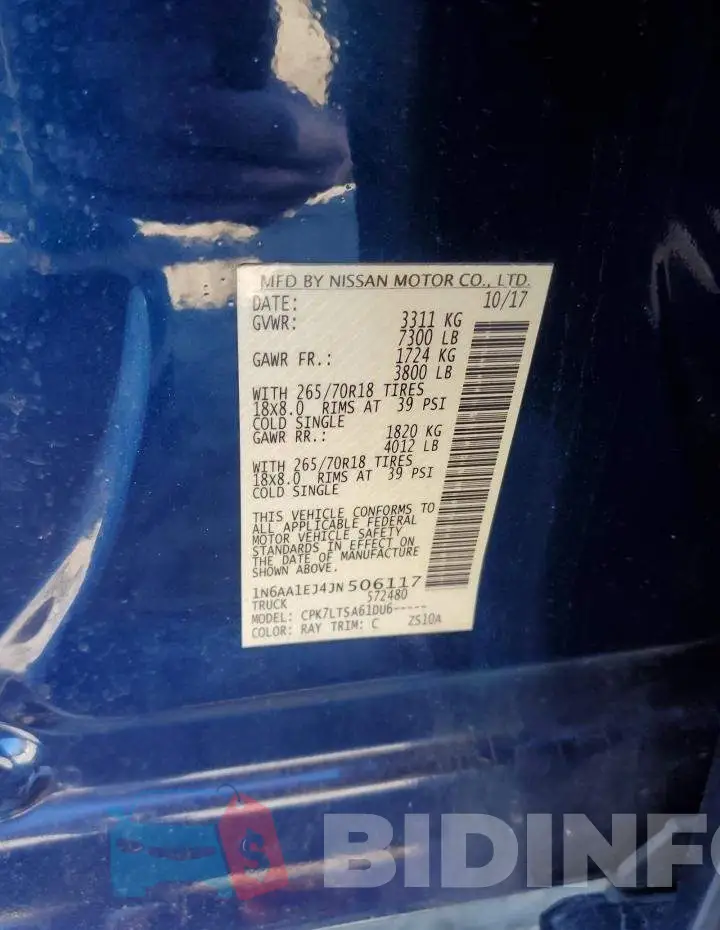 1N6AA1EJ4JN506117 Photo# 13