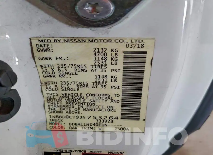 1N6BD0CT9JN755264 Photo# 12