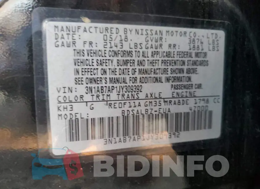 3N1AB7AP1JY309392 Photo# 12