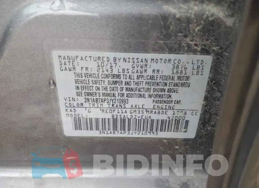 3N1AB7AP3JY210993 Photo# 12