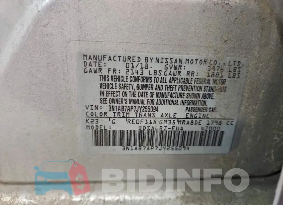 3N1AB7AP7JY255094 Photo# 12