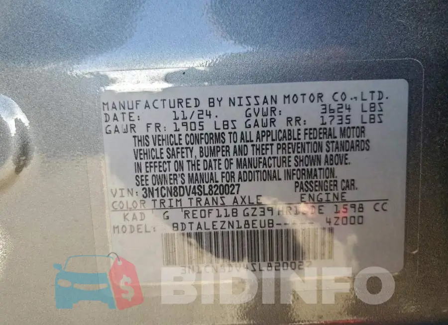 3N1CN8DV4SL820027 Photo# 12