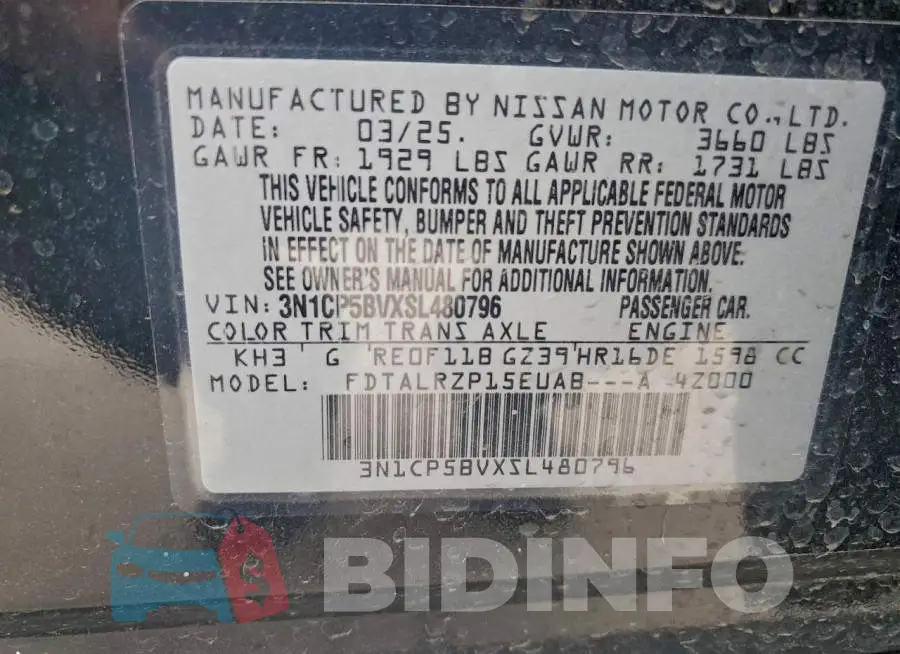 3N1CP5BVXSL480796 Photo# 14