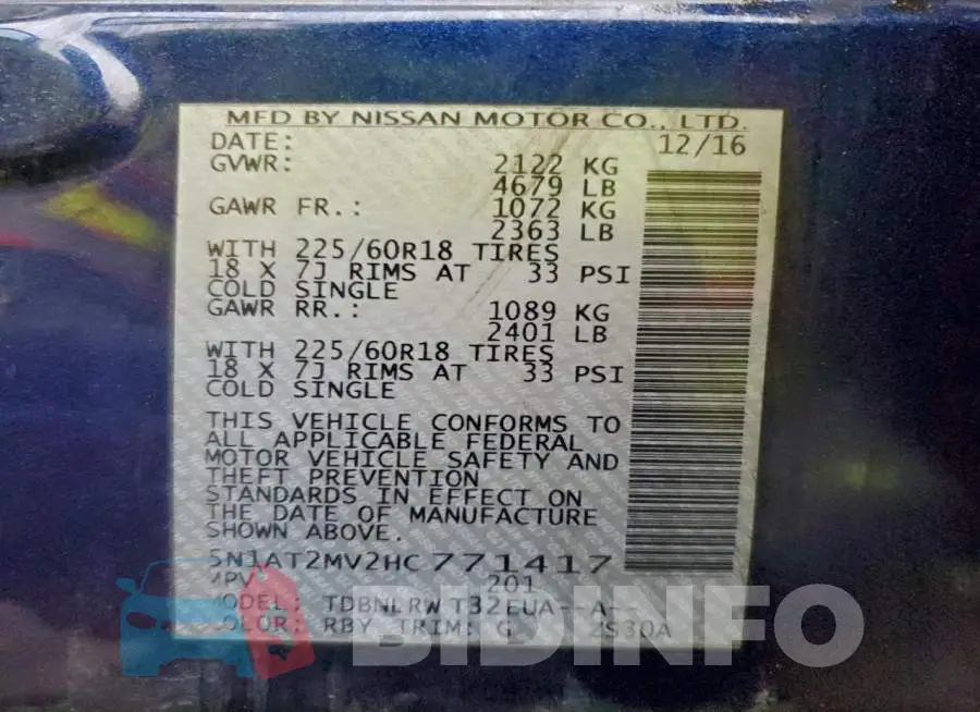 5N1AT2MV2HC771417 Photo# 13