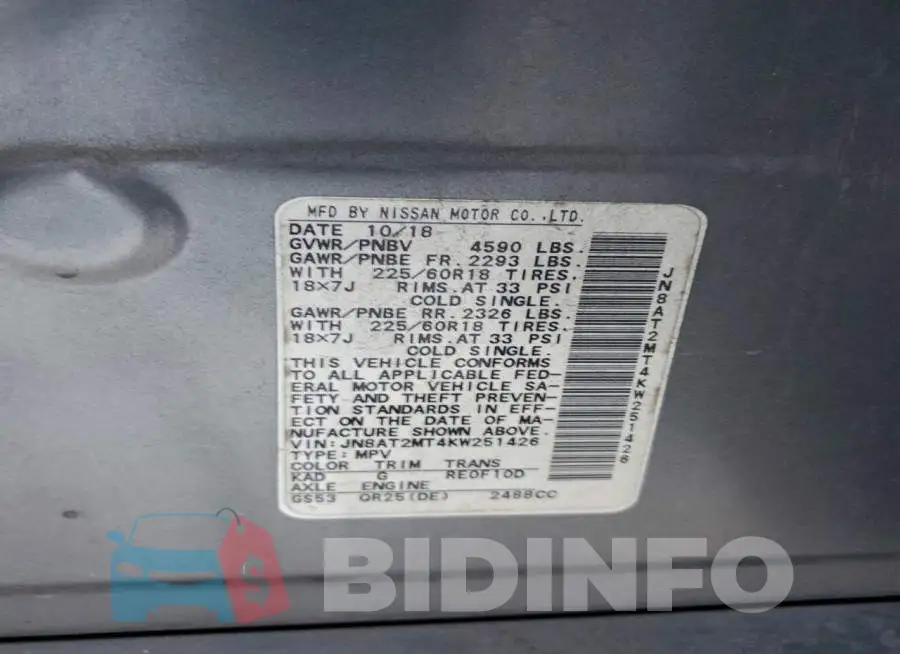 JN8AT2MT4KW251426 Photo# 13