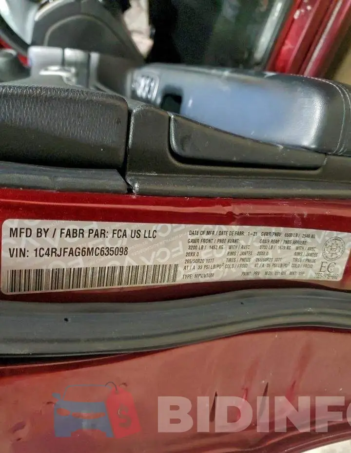 1C4RJFAG6MC635098 Photo# 13