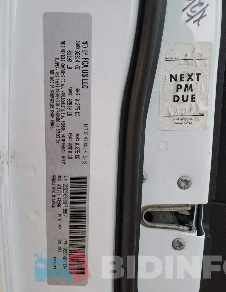 2C3CDXBG9KH719917 Photo# 12