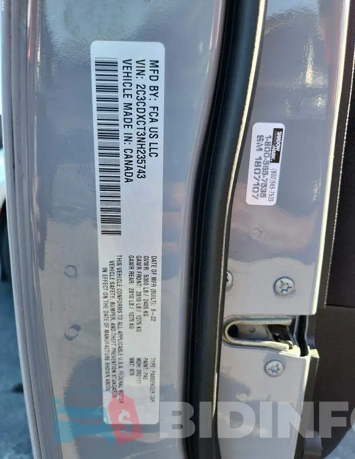 2C3CDXCT3NH235743 Photo# 12