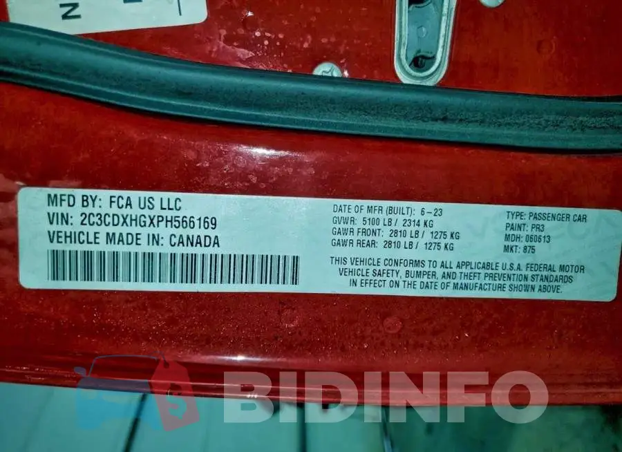 2C3CDXHGXPH566169 Photo# 12
