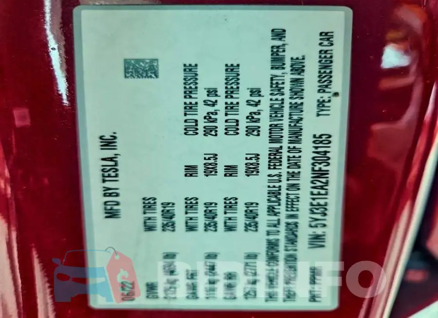5YJ3E1EA2NF304185 Photo# 12