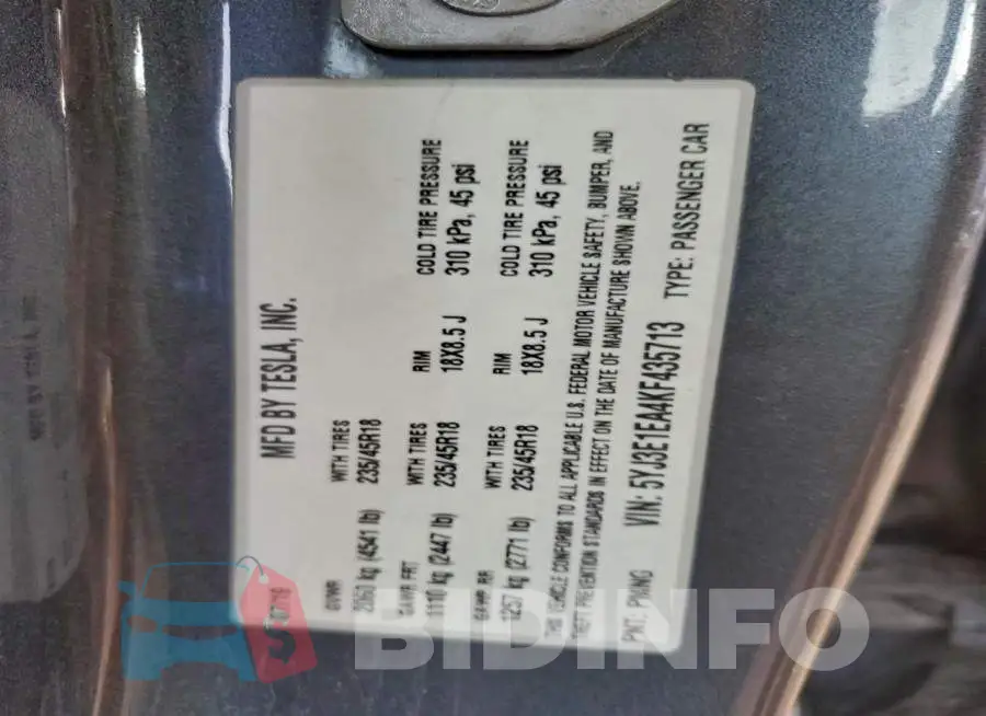 5YJ3E1EA4KF435713 Photo# 12