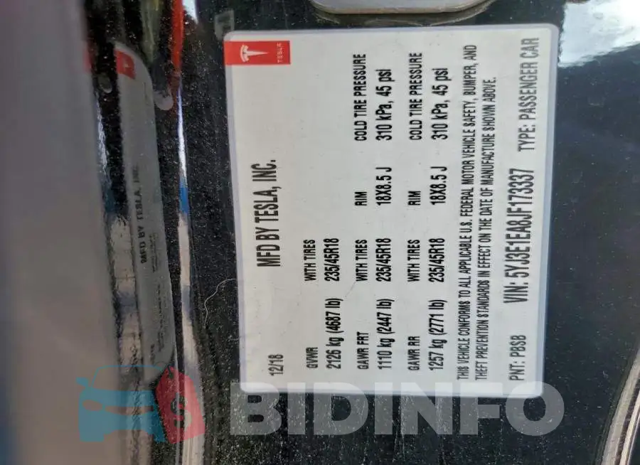 5YJ3E1EA8JF173337 Photo# 13