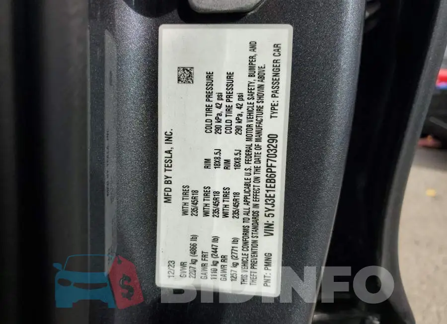 5YJ3E1EB6PF703290 Photo# 12
