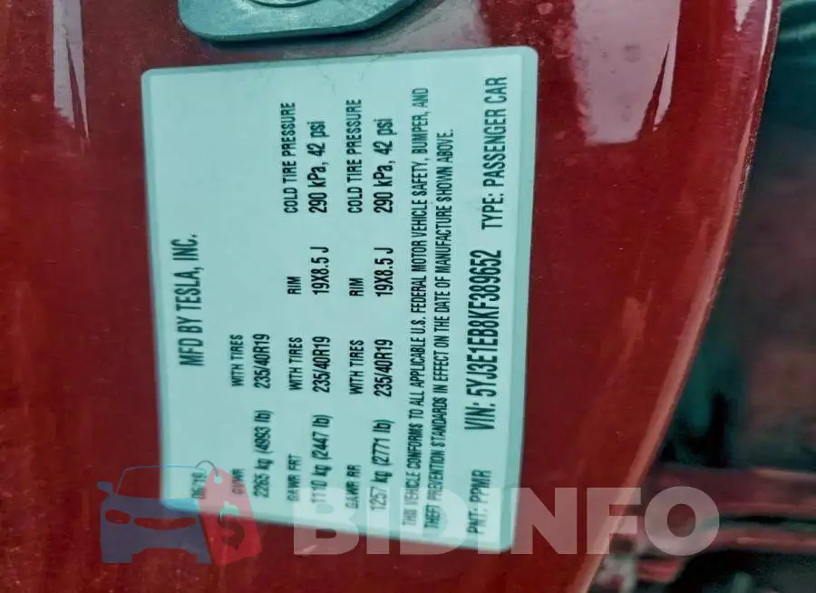 5YJ3E1EB8KF389652 Photo# 12