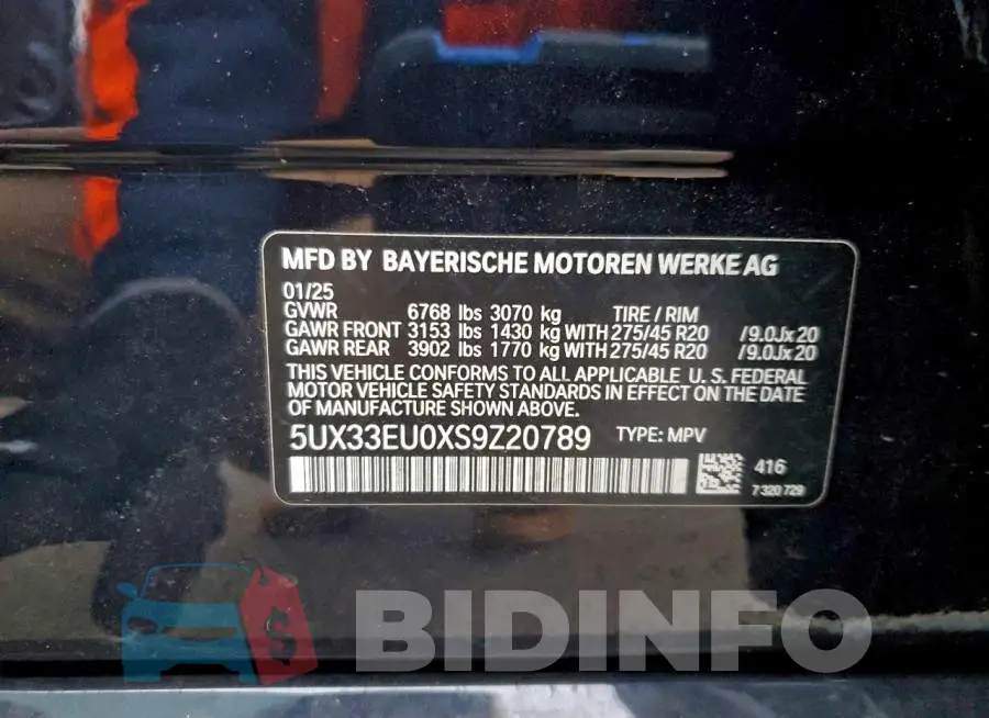 5UX33EU0XS9Z20789 Photo# 13