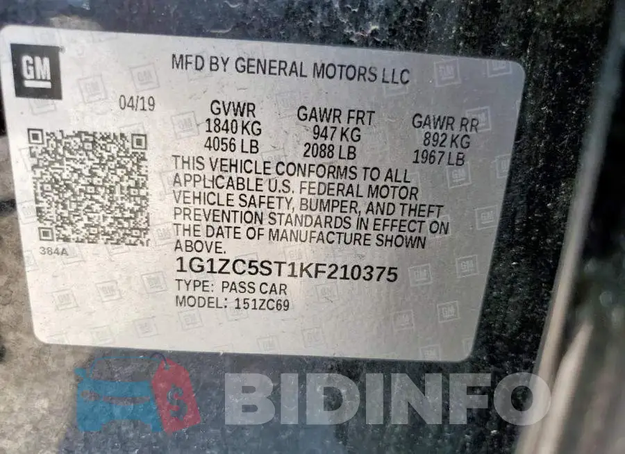 1G1ZC5ST1KF210375 Photo# 13